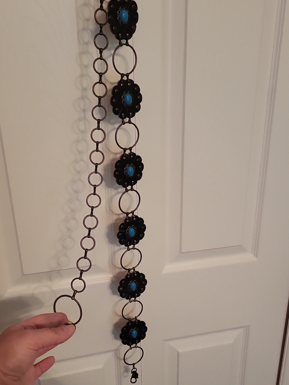 Boho Floral Turquoise Accent Metal Belt